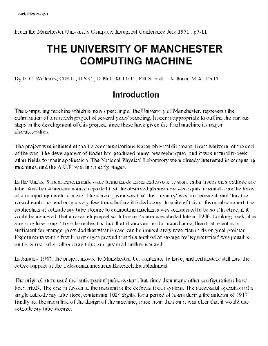 The University of Manchester Computing Machine